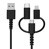 ラスタバナナ 充電器 充電ケーブル iPhone iPad スマホ タブレット やわらか ケーブル 1m microUSB ライトニング Type-C 変換 ブラック R10CAAMLC3A01BK
