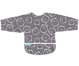 クーシーズ/Kushies 長袖ウォータープルーフ クリーンビブ （1-2才、2-4才)お食事ビブ スタイ エプロン [KushiesCleanbib] (M, チャコールベア)