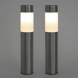 Set of 2 Frosted Warm White LED 16" Stainless Steel Solar Path and Garden Lights with Motion Sensor 