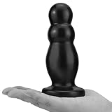 Tibemi アナル ディルド 太い吸盤 アナル拡張アナルプラグ 柔らかいPVC製アナルビーズ アナルストッパー ボウリングのひょうたん形あなるプラグ 男性用 女性用butt plug滑らかな素材防水アダルトグッズ アナルグッズ 16.5*8cm/ブラック