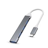 Type Cハブ 小型 Type-cハブ拡張マルチポート USB ハブUSB 3.0 ウルトラスリム 4in1 USB HUB バスパワー 5Gbps高速データ転送USB3.0/2.0ポート スマホ USB 変換 for MacBook/iMac/Surface Pro 等 ノートPC 他対応 Type C アダプタ拡張軽量 在宅勤務 (グレー)