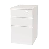 オフィスカグ 3段脇机 鍵付き ホワイト 幅439×奥行600×高さ700mm MOD-W600-W