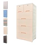 Fkstyle リビング チェスト おしゃれ 4段 5段 収納 ボックス 鍵付き 衣類 衣装 ランドリー ケース タンス プラスチック [並行輸入品]