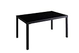 ウッドｘガラスダイニング (Saltaire) テーブル 単品 (W135) ブラック