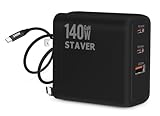 PD 充電器 【GaNFastⅢ 2m240W Type-Cケーブル】折畳み式プラグ チャージャー 新生代GaN技術 Type-c Charger 急速充電器 USB-C*2とUSB-A*1 iPhone16/15/14 MacBook Dell iPad Android対応 (ブラック-140W-3ポート)