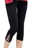 メルビージー（ＭＬＢＧ）レディース レギンス スパッツ レギパン レース 柄 マタニティー 7分丈 ヨガ (FREE, ブラック)