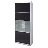 JKプラン Alnair　リビング収納庫 コレクションケース（鏡面仕上げ） 上ラック付き幅90cm ダークブラウン FAL-0014SET-DB