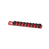Ernst Manufacturing 8411M-Red-3/8 8-Inch Magnetic Socket Organizer and 9-3/8-Inch Twist Lock Clips [