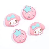 WISHAVEN かわいいポケットモンスターズ ジョイコン サムグリップキャップ Nintendo Switch対応 ソフトシリコンジョイスティックカバー Nintendo Switch/OLED/Liteコントローラー用 4個 (ストロベリー&スイートバニー)