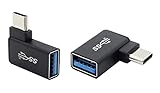 Access 【 L型 10Gbps 】USB-C to USB-A変換アダプタ 10Gbps USB3.2 Gen2 高速転送 L字型コネクタ Type-Cオス(CD) - Type-Aメス(C) + マイクロファイバークロス付き EC64-73