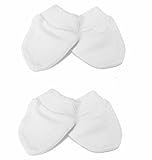 PREMATURE 2 Pairs of Scratch Mitts/Mittens - 100% Cotton White by Scratch Mitts