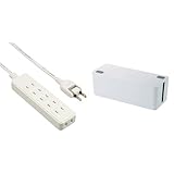 ELECOM 電源タップ ほこり防止シャッター付き 配線しやすい180°スイングプラグ 6個口 1m ホワイト T-ST02-22610WH + ELECOM ケーブル収納ボックス 6個口電源タップ収