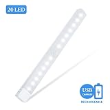 20ledモーションセンサークローゼットライト、doresshop LEDキャビネットライト、USB充電式ナイトライト、DIYスティックオンポータブルワイヤレスセキュリティライト階段、ステップのライト