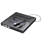 YMY 外付けCD/DVD +/-RWドライブ USB 3.0&USB Type C ポータブルスリムDVD/CD ROMリライターバーナー 4イン1ハブ付き Windows、Linux、MacOSシステム、MacBook Air用