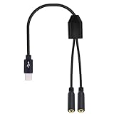 Poyiccot タイプCから3.5mm、USB Type-C 3.5mm オーディオ 変換 アダプター 、TRRS 4極 メスx2-USB Type-Cオス（マイク、ヘッドフォン、Galaxy、MacBook対応）30cm