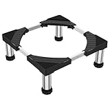 Grpoche 洗濯機嵩上げ台 洗濯機 台 冷蔵庫 置き台 4足 15cm 昇降可能 かさ上げ台 奥行/幅:45.5～70cm 高度調節18~21cm 耐荷重:300kg ジャッキ付き 底上げ 防振 冷蔵庫 台 異音振動軽減 防振パッド (ブラック, 18~21cm高さ調節)