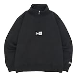 [ニューエラ] ハーフジップ オーバーサイズ スウェット ブラック XL OS SW HZ BRUSHED LIN BLK