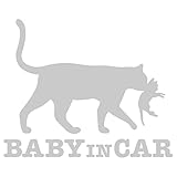 Sticker Shop Haru BABY IN CAR 猫の親子 シルバー