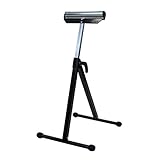 ローラースタンド 折りたたみ 高さ調節可能 黒 工作台 作業台 送材 ローラー幅約300mm 高さ約685mm～1100mm 耐荷重約40kg DIY 日曜大工 裁断 切断 安定台 木工作業 コンパク