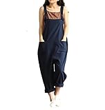 おしゃれ かわいい サロペット オーバーオール オールインワン パンツ レディース ゆったり アウトドア ルームウェアー 部屋着 3 カラー 5 サイズ (ネイビー Ｌ)