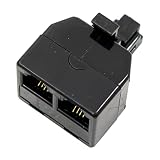 マクサー電機 モジュラーコード 電話線 中継・分配コネクタ メス×2口-オス×1口 6極 2芯・4芯兼用 ブラック
