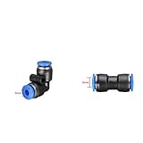 F Fityle エルボ＋ストレート　空気圧コネクタ　エアチューブ継手 ジョイント　プッシュ　クイック　6mm　