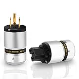 Monosaudio オーディオ用電源プラグ 純銅 3ピン 電源コネクタ 自作電源プラグ 最大ワイヤー19MM アルミニウム合金製シェル オーディオ用パワープラグ インレットプラグ IEC320C13コネクター ペアハイエンド オーディオグレード AC電源プラグ 金メッキ オーディオケーブル、オーディオ電源ケーブル、オーディオ用電源コード用 （メス-オス）