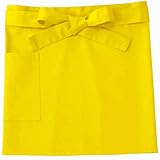 ネオンショート カフェエプロン ショートエプロン 全5色 蛍光 パステル ビビッド 無地 スタッフ用 サロン 業務用 男性用 女性用 制服 ユニフォーム (ネオンイエロー)