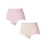(ピジョン)pigeon 産じょくショーツ2枚セット マルチボーダー×無地 クロッチオープン(PI-ピンク、L-LL)
