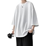 [Tanpluto] Tシャツ メンズ 半袖シャツ メンズ 七分袖 おおきいサイズ メンズ tシャツ ロングtシャツ 夏服 ティーシャツ おしゃれ ファッション人気 薄手 柔らかい肌触り シンプル ポリエステル 軽い 5サイズ (JP, アルファベット, L, ホワイト)