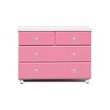 アルファタカバ ベビータンスシリーズ ブロッサムキャスター付きチェスト 80cm幅3段 ピンク(クリスタルクリア)