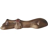 車止めブロック ブロックアニマル カーストッパー オットドッグ メス 火色 リボン ピンク色