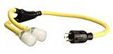 Coleman Cable 01914 3-Feet 10/3 Generator Power Cord Adapter, L5-30P to (2) L5-20R by Coleman Cable