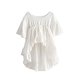 Cutelove 子供ドレス　マーメイドワンピース　無地　高品質　ホワイト　フリル　ふりふり　半袖　Tシャツ　女の子　夏　普段着　コットン　可愛い