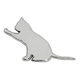 FUTWOD 車 エンブレム 猫 ねこ ネコ かわいい 面白い アクセサリー 3Dステッカー 防水 耐候 デカール キャット バイク 可愛い バッジ おしゃれ シルバー カーステッカー 車用 スーツケース キズ隠し 飾り 手遊び猫