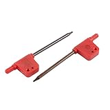 uxcell　トルクスレンチ　T6　プラスチック製のグリップ　旗のデザイン　レッド　2枚入り