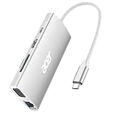 Acer USB C ハブ 4k@30Hz HDMI 9-in-1 USB Cイーサネットアダプター 5 Gbps USB A 3.1ドッキング ステーション PD100W充電 SDカードリーダー USB VGAスプリッター MacBook/Acer/Laptops/Surface などに対応(シルバー)