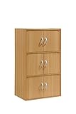 Hodedah 6 Door Three Shleves Enclosed Storage Cabinet Beech [並行輸入品]
