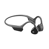 Sainyer チタンオープンイヤーワイヤレス骨伝導ヘッドホンブルートゥース5.0 グレイ超軽量 高音質 防汗防滴 (黒い灰)