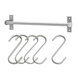 5 x IKEAステンレススチールキッチンオーガナイザーセット、15.75インチレール、5フック、シルバー