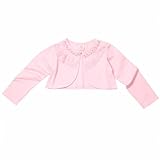 (フィーショー)FEESHOW ベビーカーディガン ボレロ キッズ 子供服 ワンボタン 長袖 ベビー上着 キッズ トップス 羽織 冷房対策 ピンク 110