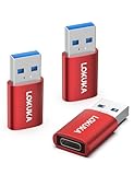 LOKUKA Type-C USB A変換アダプター オスメスタイプc usb 変換【3個パック】【5Gbps対応】USB Type C変換コネクタ－【レッド】
