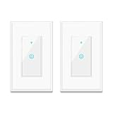 [第2世代]スマートスイッチ2 - Pack , aicliv WiFiライトスイッチrequires Neutralワイヤなし、ハブ必要な、Alexa、GoogleホームとIFTTT互換、コントロー