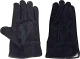 ACE［エースグローブ本舗］牛床革手袋【ブラックカワテ黒王内綿】（12双入り・内綿付き）《012-AG4811》 (M)