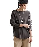 [ニッセン] Tシャツ・カットソー ＵＶカット綿１００％フライス素材ボートネック長袖Tシャツ チャコール S