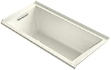 KOHLER 1121-LW-96 Underscore 60-Inch x 30-Inch Alcove Bath with Bask Heated Surface, Tile Flange, an