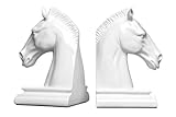 Premier ホースヘッド ブックエンド 2セット ホワイト 1410756