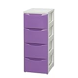 アイリスオーヤマ チェスト スリム カラーコーディネート 4段 幅32.4cm ホワイト/パープル COD-324