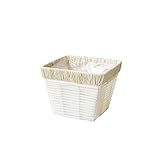 定番バスケット　PEカゴ　角タイプ　縦型鉢カバー　白　2-1003