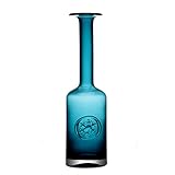 バレリーナターコイズLong狭いネック手吹きガラス花瓶、ボトル形状、ブルー、14.37 " Tall